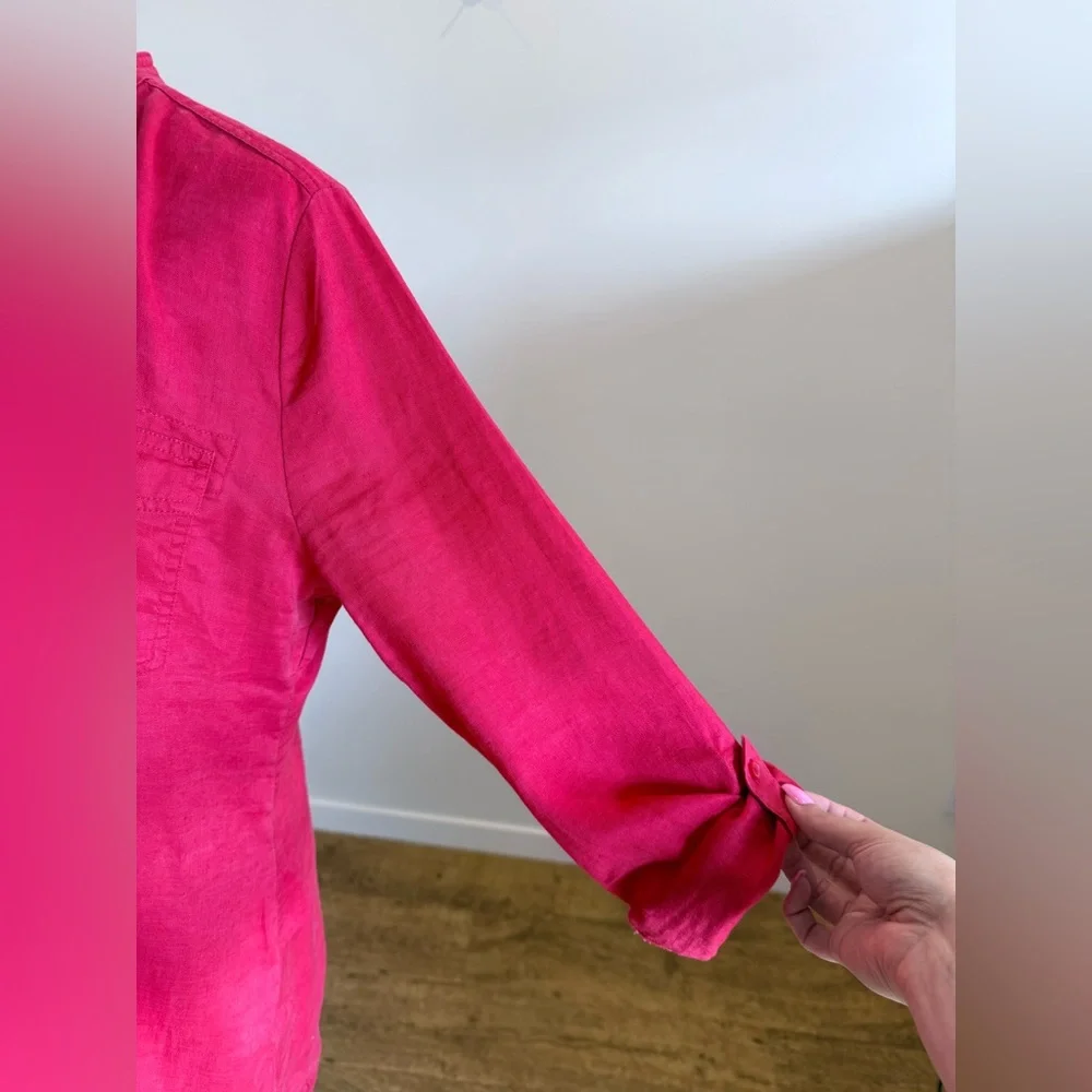 Lady Hathaway 100% Linen Button Down Shirt Summer Capsule Wardrobe size Large - Picture 5 of 9